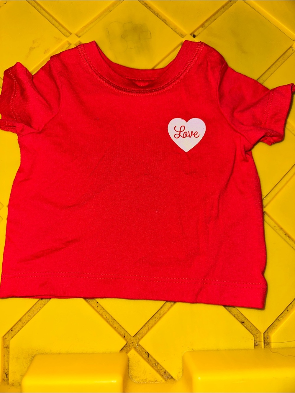 Girls Short Sleeve Red 'Love' Heart Tee